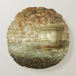 Rustic Autumn Garden Round Cushion