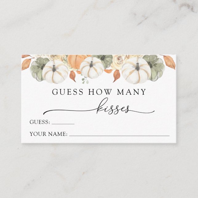 Rustic Autumn Guess How Many Kisses Enclosure Card (Front)