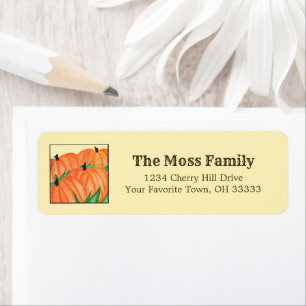 Rustic Autumn Halloween Pumpkins Return Address  Label