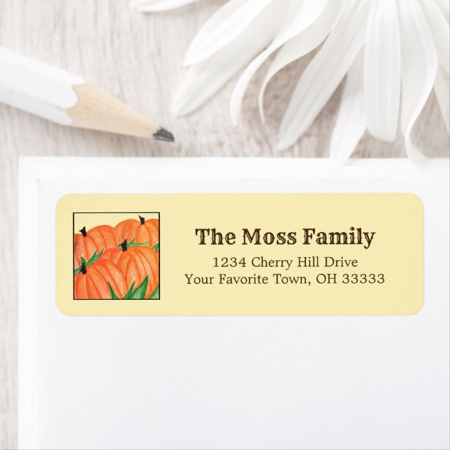 Rustic Autumn Halloween Pumpkins Return Address  Label (Insitu)