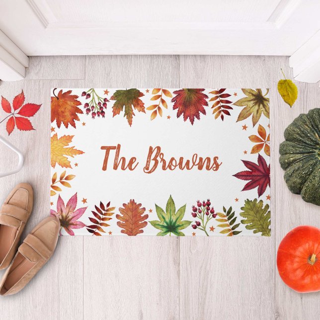 Rustic Autumn Harvest Fall Leaves Farmhouse Doormat (Rustic Autumn Harvest Fall Leaves Farmhouse Doormat)