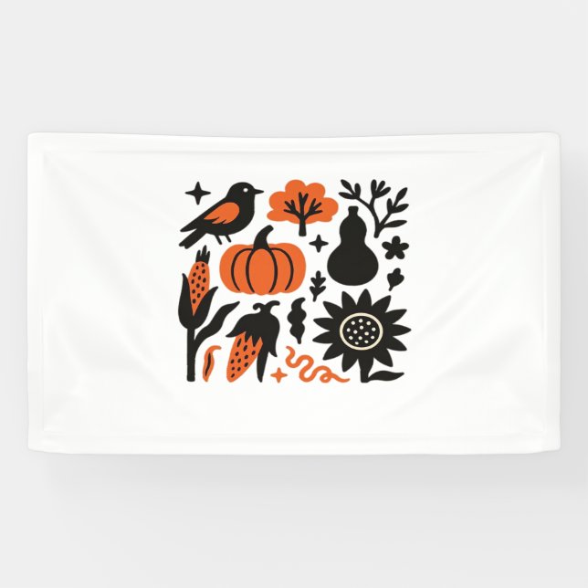 Rustic Autumn Harvest Folk Classic T-Shirt Banner (Horizontal)