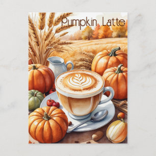 Rustic Autumn Harvest Pumpkin Spice Latte  Postcard