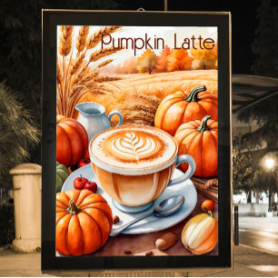Rustic Autumn Harvest Pumpkin Spice Latte  Poster