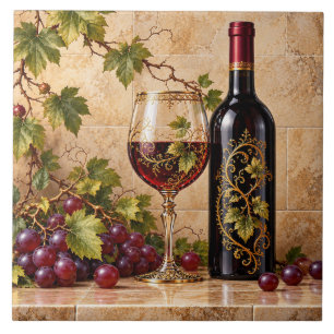 Rustic Autumn Harvest - Wine & Grape  Ceramic Tile