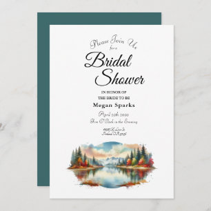 Rustic Autumn Lakeside Forest Bridal Shower Invitation