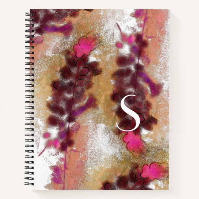 rustic Autumn Lavander Flowers Painting Pattern Notebook (Front)