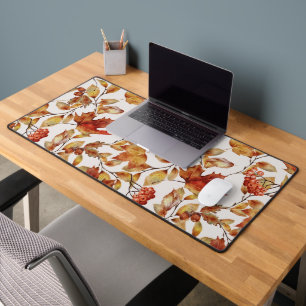 Rustic Autumn Leaf Pattern Desk Mat