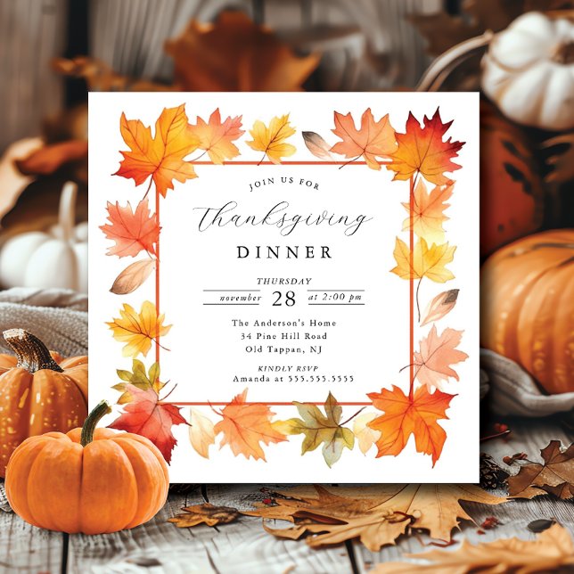 Rustic Autumn Leaf Thanksgiving Invitation (Creator Uploaded)