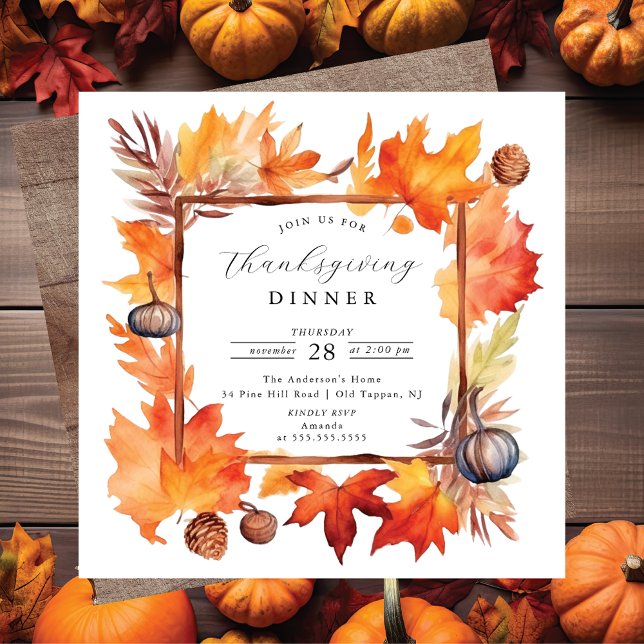 Rustic Autumn Leaf Thanksgiving Invitation (Creator Uploaded)