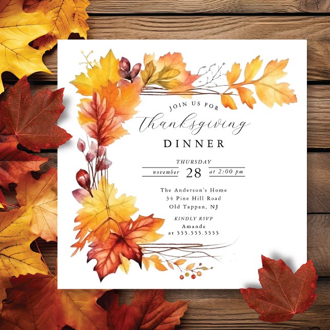Rustic Autumn Leaf Thanksgiving Invitation (Creator Uploaded)