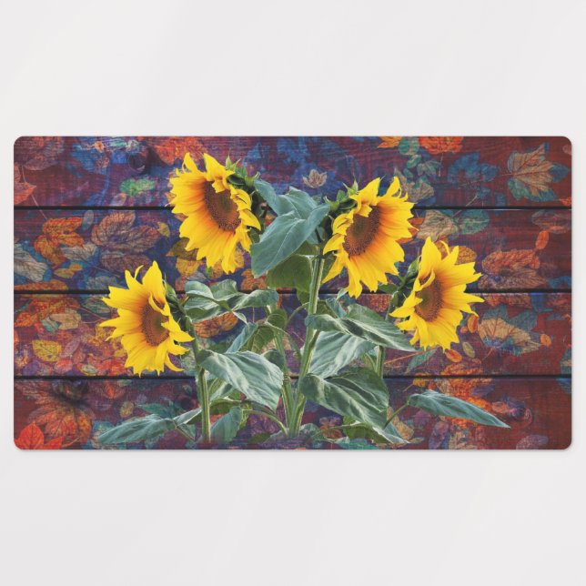Rustic Autumn Leaves and Sunflowers (Design 1)