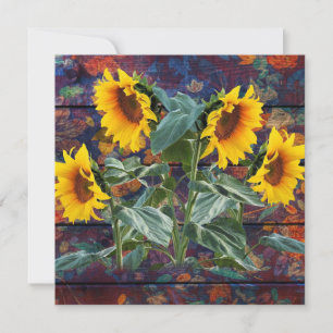 Rustic Autumn Leaves and Sunflowers Card