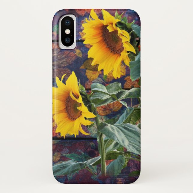 Rustic Autumn Leaves and Sunflowers Case-Mate iPhone Case (Back)