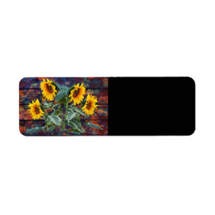 Rustic Autumn Leaves and Sunflowers Return Address Label