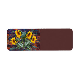 Rustic Autumn Leaves and Sunflowers Return Address Label