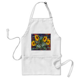 Rustic Autumn Leaves and Sunflowers Standard Apron