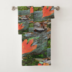 Rustic Autumn Leaves Bath Towel Set