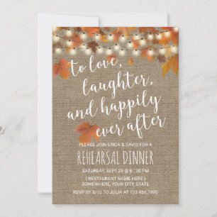 Rustic Autumn Leaves Burlap Rehearsal Dinner Invitation