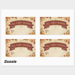 Rustic Autumn Leaves Fall Family Reunion Rectangular Sticker