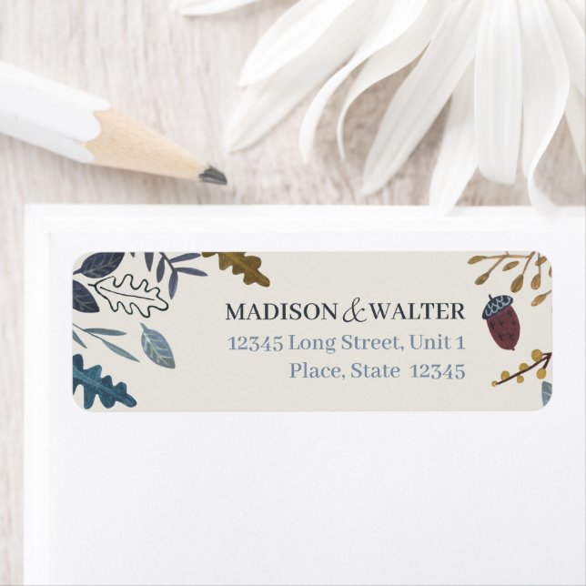 Rustic autumn leaves fall wedding return address label (Insitu)