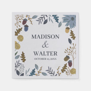 Rustic autumn leaves fall wedding table number nap napkin
