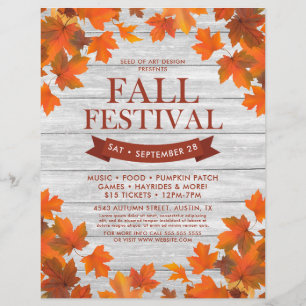 Rustic Autumn Leaves Frame Fall Festival Event Flyer