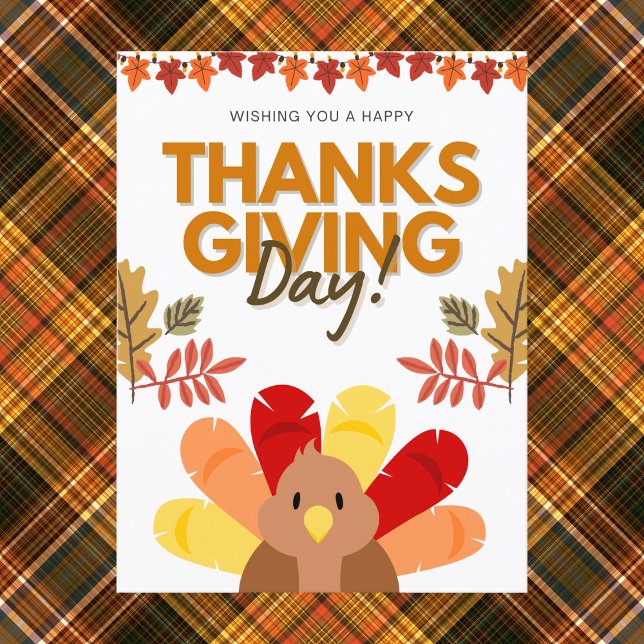 Rustic Autumn Leaves Happy Thanksgiving Postcard (Creator Uploaded)