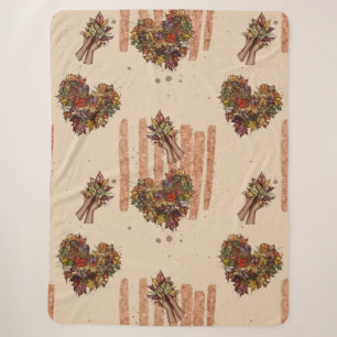 Rustic Autumn Leaves Heart Pattern – Fall Vibes Sherpa Blanket