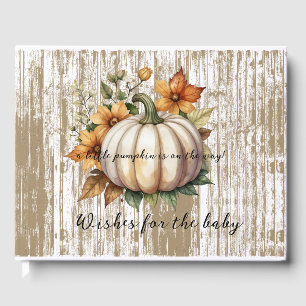 Rustic Autumn Leaves Little Pumpkin Baby Shower Guest Book