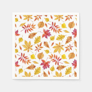 Rustic Autumn Leaves Pattern Thanksgiving Napkin