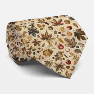 Rustic Autumn Leaves Pattern Tie