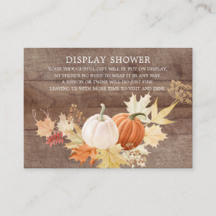 Rustic Autumn Leaves Pumpkin Display Shower Enclosure Card