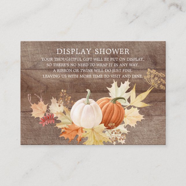 Rustic Autumn Leaves Pumpkin Display Shower Enclosure Card (Front)