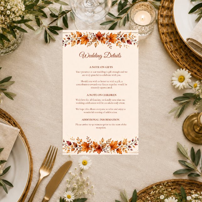 Rustic Autumn Leaves Wedding Enclosure Card (Creator Uploaded)
