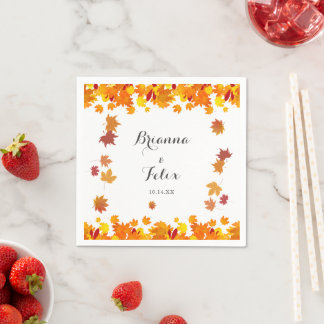 Rustic Autumn Leaves Wedding Napkin