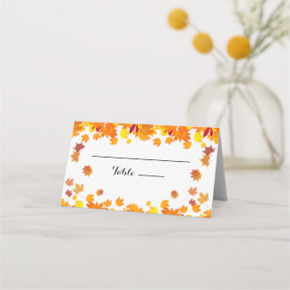 Rustic Autumn Leaves Wedding Place Card