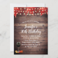 Rustic Autumn Leaves Wine 30th Birthday