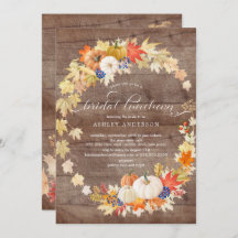 Rustic Autumn Leaves Wreath Bridal Shower Luncheon
