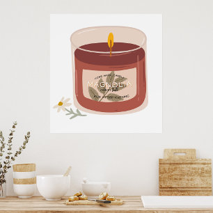 Rustic Autumn Magnolia Candle  Poster