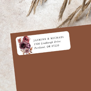 Rustic Autumn Marsala Floral Return Address Return Address Label