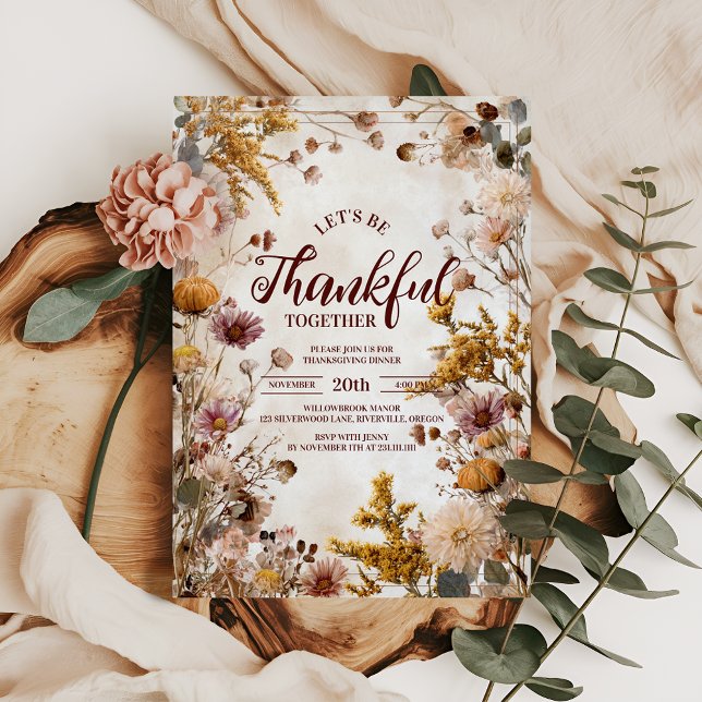 Rustic Autumn Meadow Thanksgiving Dinner Invitation (Creator Uploaded)