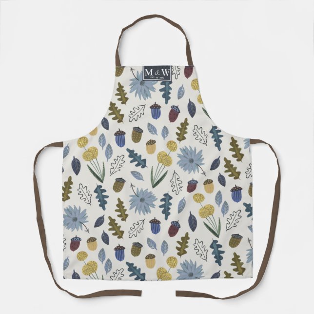 Rustic autumn monogram fall wedding throw pillow apron (Front)