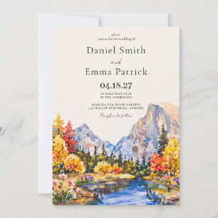Rustic Autumn Mountain Destination Wedding Invitation