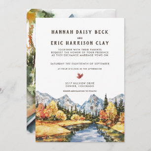 Rustic Autumn Mountain Wedding Invitation