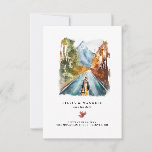 Rustic Autumn Mountain Wedding Save the Date (Front)