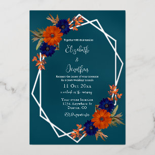 Rustic Autumn Orange Navy Blue Post-Wedding Brunch