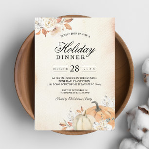 Rustic Autumn Orange Pumpkins & Flowers Invitation