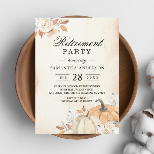 Rustic Autumn Orange Pumpkins & Flowers Invitation