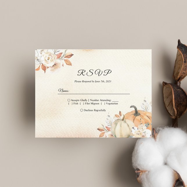Rustic Autumn Orange Pumpkins & Flowers Invitation Postcard (Creator Uploaded)